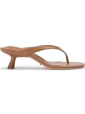 Tony Bianco Krista Sandal in Tan nappa leather open toe kitten heel flip flop